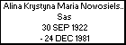 Alina Krystyna Maria Nowosielska h. Sas