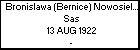 Bronislawa (Bernice) Nowosielski h. Sas