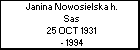 Janina Nowosielska h. Sas