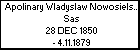 Apolinary Wladyslaw Nowosielski h. Sas