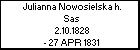 Julianna Nowosielska h. Sas