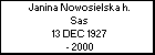 Janina Nowosielska h. Sas
