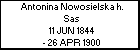 Antonina Nowosielska h. Sas