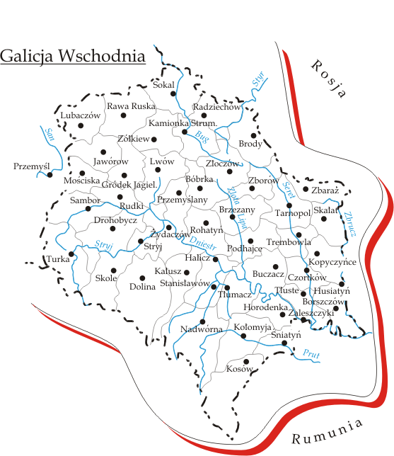 mapa wschodniej Galicji